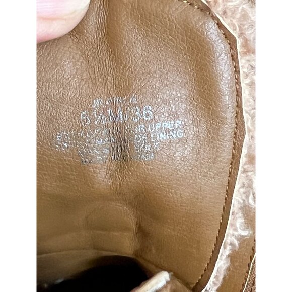 Jessica Simpson Ankle Boots Womens Sz 6.5 Tan Stiletto Heel Vegan Faux Fur Cuff - Picture 9 of 11